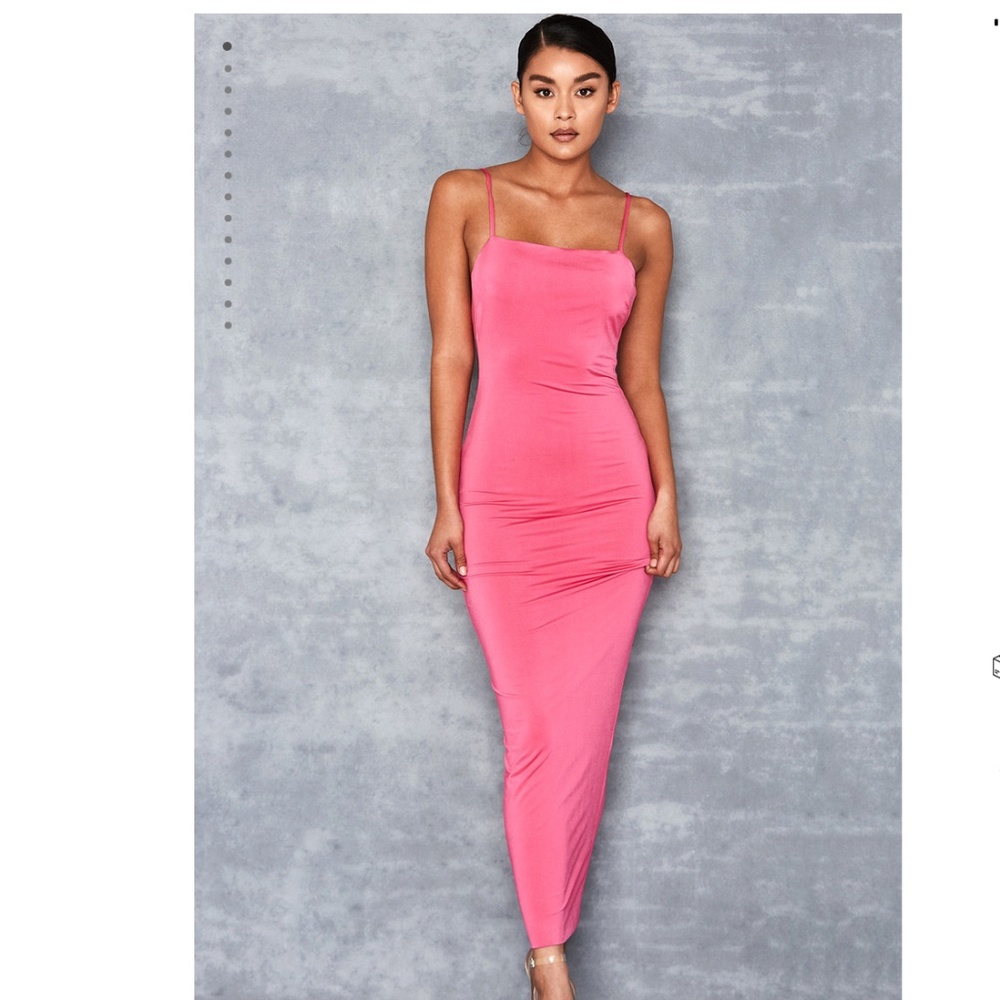 Mistress Rocks, 'Daintly Doll' Hot Pink Silky Jersey Dress, Size S